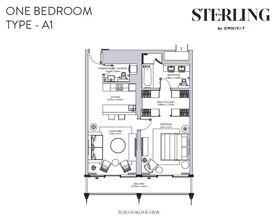 One Bedroom Apartment Floor Plan